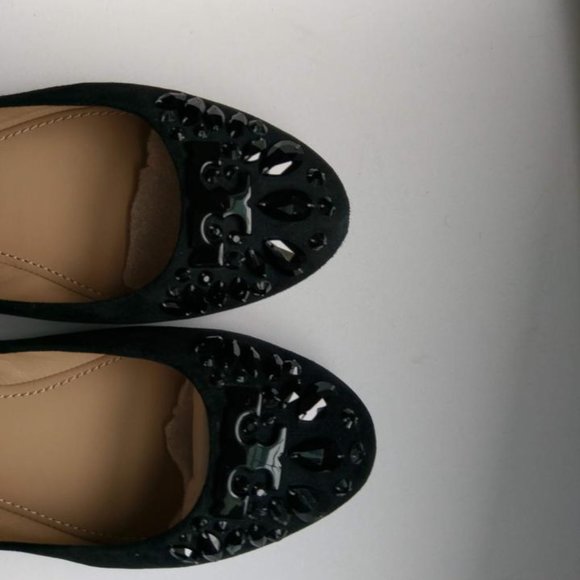 NWT Tory Burch® Black Delphine Crystal Logo Flats - Picture 8 of 8